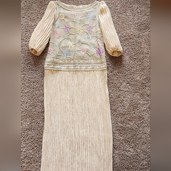 Mary Mcfadden Elegant Floral Embroidered Sequined Dress Sz 8 - Picture 14 of 16